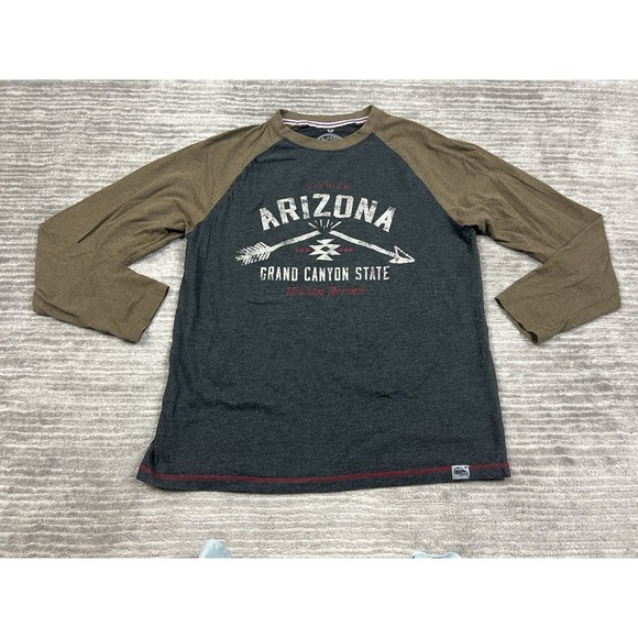 Arizona Grand Canyon State Shirt Mens Medum Gray‎ Raglan Long Sleeve - Picture 1 of 11